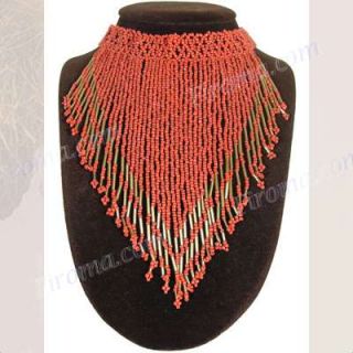 jewelry since 2003 chandelier coral red handbeaded seed beads necklace