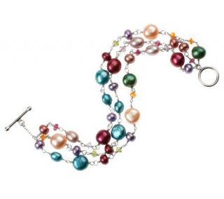 Honora Sterling Cultured Pearl Tutti Frutti Bracelet —