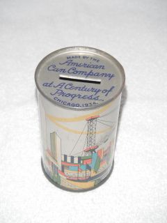  Collectible Metal Tin 1934 American Can Company Coin Piggy Bank