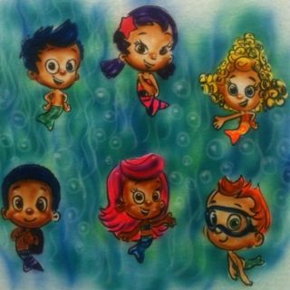 AIRBRUSHED Bubble Guppies All Characters Noni Molly Cool NEW T SHIRT