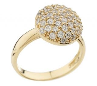 Diamonique Sterling or 14K Gold Clad Round Pave Ball Ring —