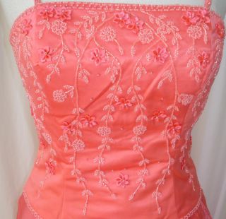  Formal Ball Gown Dress Party Gala Prom Pageant Coral Sz 10 New