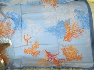  Signoria Di Firenze Oceano Sky Blue Coral Print Tablecloth 70 x87 NIP