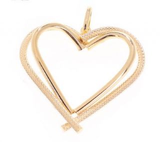 Textured and Polished Open Heart Pendant 14K Gold —