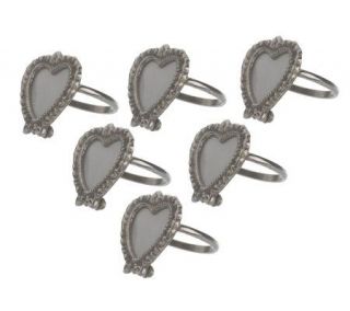 Set of Six Heart Shaped Frame Napkin Rings by Valerie   H13657