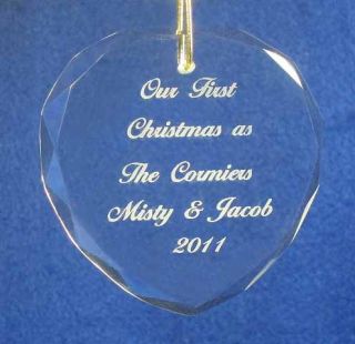 First Christmas Married Wedding Crystal Ornament 2012 Personalize Free