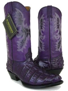  Purple Crocodile Alligator Tail Leather Cowboy Boots Snip Toe