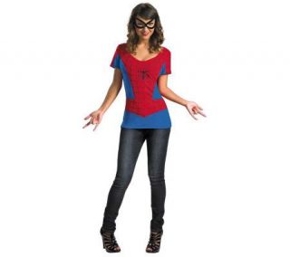 Spider Girl T Shirt And Mask Adult Costume Set —