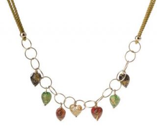 As Is 18 Venetian Multi  Heart Dangle Necklace, 14K Gold —