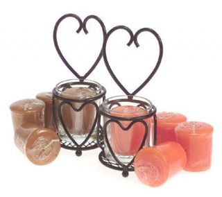 Yankee Candle Home Again Set of 2 Heart Sconces w/8 Votives — 
