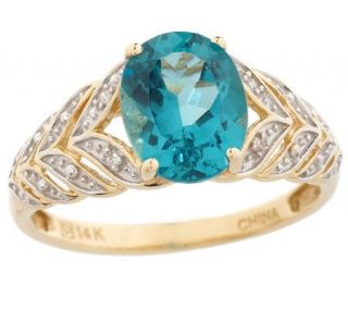 65 ct Oval Apatite & Diamond Accent Ring 14K Gold —