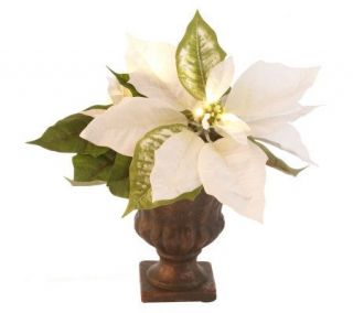 BethlehemLights BatteryOperated 10 Poinsettia in Decorative Urn with 