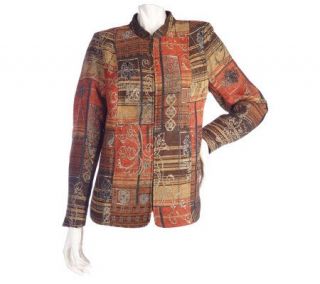 Susan Graver Printed Tapestry Jacket with Stand Collar —