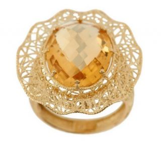VicenzaGold Solid Mesh Gemstone Floral Design Ring, 14K —