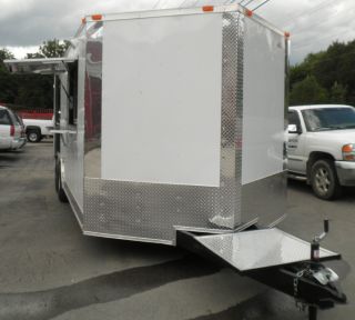 NEW 8 X 20 CONCESSION BBQ ENCLOSED SMOKER FOOD TRAILER WHITE IN COLOR