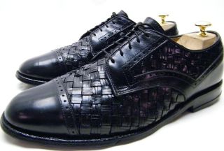 Mens Allen Edmonds Crandon Black Woven Leather Oxford Dress Shoes Sz 9