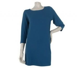 Susan Graver Essentials Liquid Knit Tunic with 3/4 Sleeves —