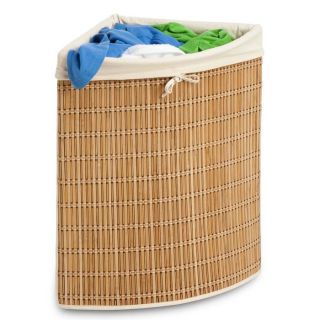 Bamboo Corner Wicker Laundry Hamper from Brookstone