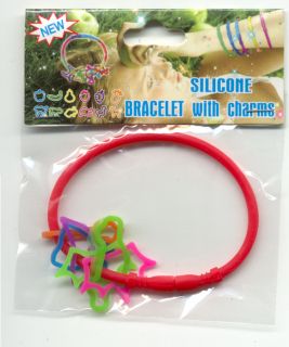 Silly Rubber Bands Bracelet with Charms Rings New