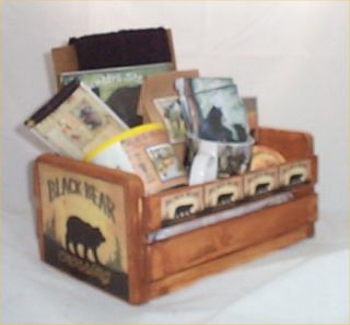 Bear Gift Basket Wood Crate Coffee Mug Chocolate Hunters Gifts Candy