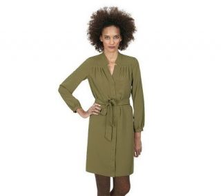 LOGO by Lori Goldstein Shirt Dress with Pleat Detail   A209476