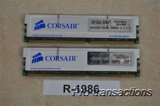 2GB KIT (2 x 1GB) Corsair XMS3200 Platinum Series DDR 400 RAM Matched