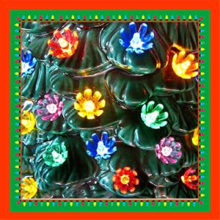 Vintage Ceramic Christmas Tree Lights 25 Flower Bulbs