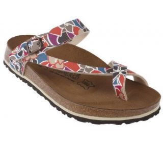 Birkis Mosaic Flower Print Toe Loop Sandals —