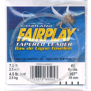 Cortland Fairplay Fishermans Fly Fishing 7 5 Tapered Leader 4X 4 5