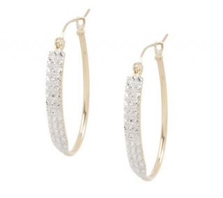 Oval Diamond Cut Frontal Design Hoop Earrings 14K Gold —
