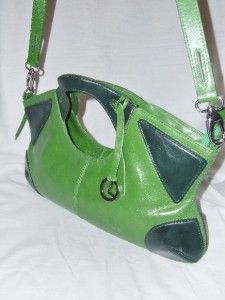 CREDI GREEN LEATHER SATCHEL HANDBAG OR SHOULDER BAG BEAUTIFUL