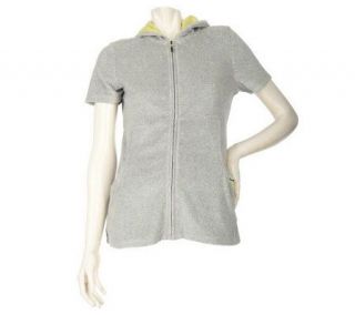 Denim & Co. Knit Terry Short Sleeve Hooded Jacket —