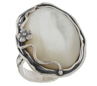 Or Paz Sterling Oval Mother of Pearl Ring —