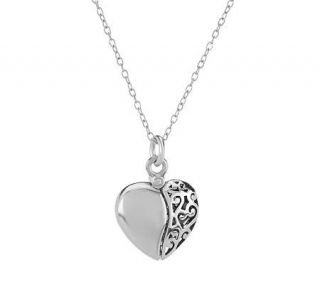 Sterling 18 Hidden Message Polished Heart Necklace —