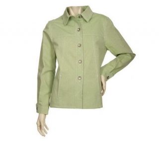 Susan Graver Cotton Twill Long Sleeve Shirt Jacket w/ Pockets