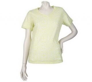 As Is Denim & Co. Short Sleeve V Neck T Shirt —