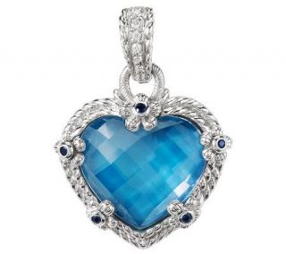 Judith Ripka Sterling Enamel & Crystal Quartz Heart Enhancer   J155977