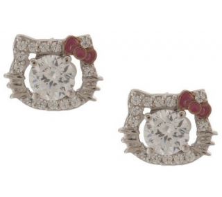 Hello Kitty Diamonique Sterling S/2 Stud Earrin with Jacket — 