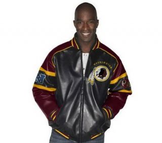 NFL G III Faux Leather Jacket w/Team Logo Design —