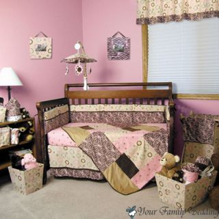 Pink Brown Safari Zebra Print Baby Girl Crib Nursery Blanket Newborn