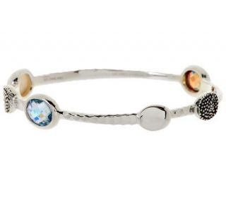 Michael Dawkins Sterling 4.5 cttw Topaz& Mother of Pearl Round Bangle 