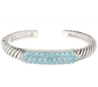 Sterling 3.80 ct tw Apatite Cluster Hinged Cuff Bracelet —