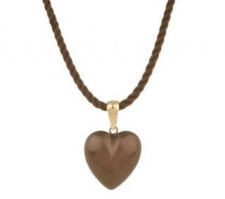 18 Satin Puffed Heart Pendant with Cord 14K Gold —