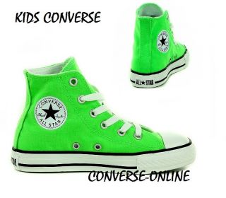 Kids Boys Girls Converse All Star Neon Green White Specialty Hi