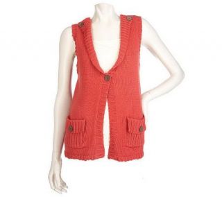 Susan Graver Cotton Blend Sweater Vest with Rib Detail —