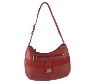 Stone Mountain Leather Front Pocket Hobo Bag with Hardware Detail 