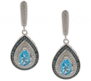 AffinityDiamond Sterling 1/2 ct tw & 3.00 ct Blue Topaz Earrings