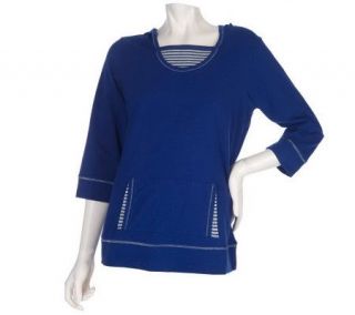 Sport Savvy Stretch Jersey Hooded Duet Pullover with Metallic Detail 