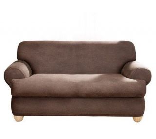 Sure Fit Stretch Faux Leather T Cushion Sofa Slipcover —