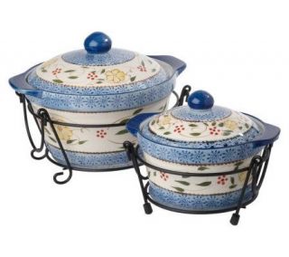 Temp tations Heritage Set of 2 Round Covered Bakers with Racks